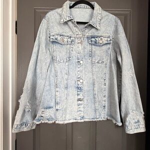 Light Blue Distressed Jean Jacket